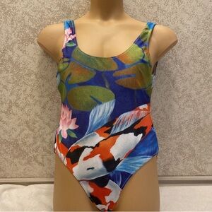 SHEIN Multicolor Koi Fish Pond One Piece Swimsuit